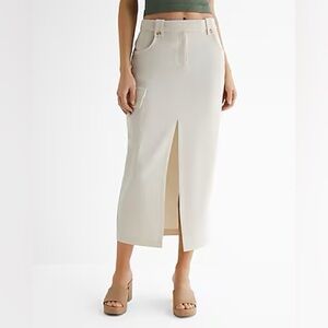 NWT EXPRESS Mid Rise Cargo Front Slit Maxi Skirt size 12